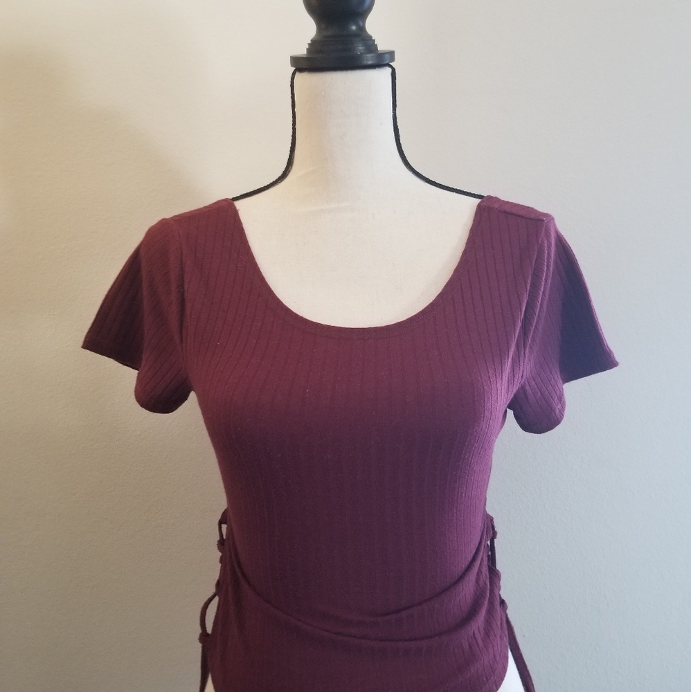 Burgundy Short Sleeved Top